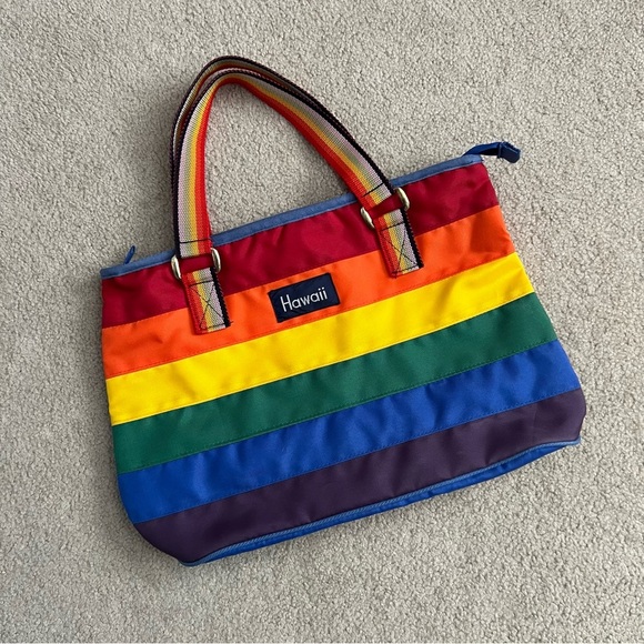 Vintage 1980s South Seas Specialties of Hawaii Rainbow Stripe Bag - Picture 2 of 9